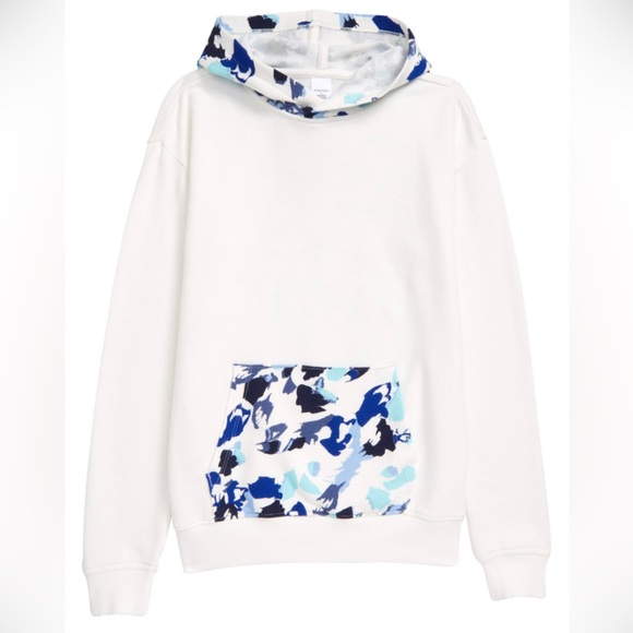 Nordstrom Cristina Martinez Pullover French Terry Hoodie Blue Grow to Bloom NWT - Picture 1 of 7